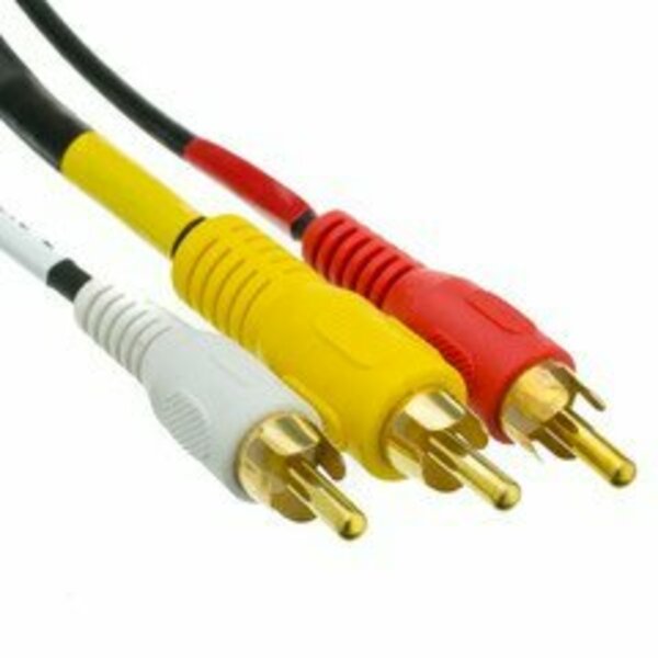 Swe-Tech 3C Stereo/VCR RCA Cable, 2 RCA Audio + RCA RG59 Video, Gold-plated Connectors, 12 foot FWT10R3-01112